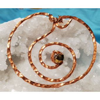 Hammered Copper Aluminum Pendant,  Wire.Copper Aluminum Wire. W/Bead