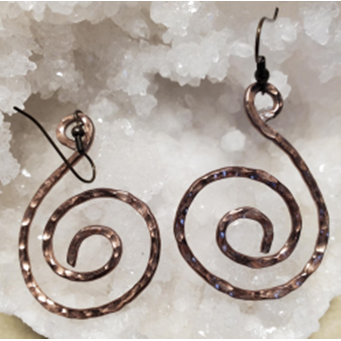 Hammered Bronze Spiral Aluminum  Earrings.