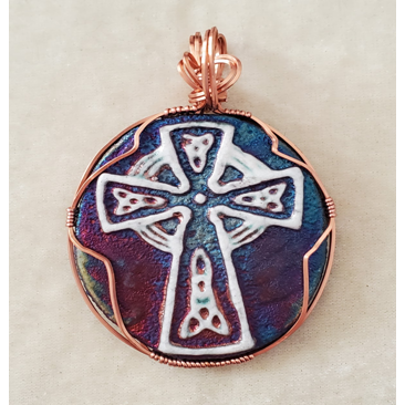 Raku Pendant with Cross Design
