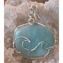 Blue Green Aventurine Pendant with wave design.