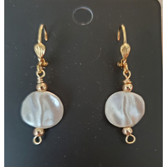Pearl Earrings w/Gold Beads.
