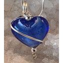 Blue Frosted Glass Heart Pendant