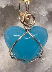 Turquoise Color Glass Heart Pendant