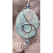 Blue African Jasper Pendant with 2 Beads