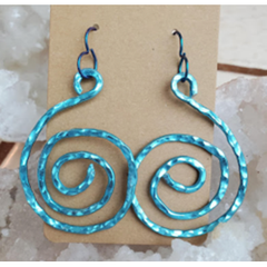 Hammered Blue Aluminum Spiral Earrings