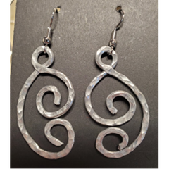 Hammered Silver Aluminum 2 circle Earrings
