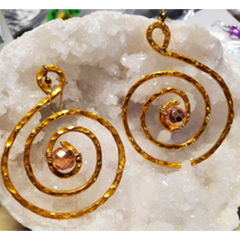 Gold Aluminum Hammered Earrings w/Bead