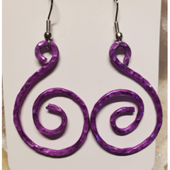 Hammered Purple Aluminum Spiral Earrings