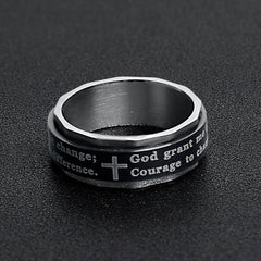 Highly Polished Stainless steel Serenity Prayer Spinner Center Ring