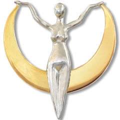 Crescent Moon Goddess in Silver & Bronze