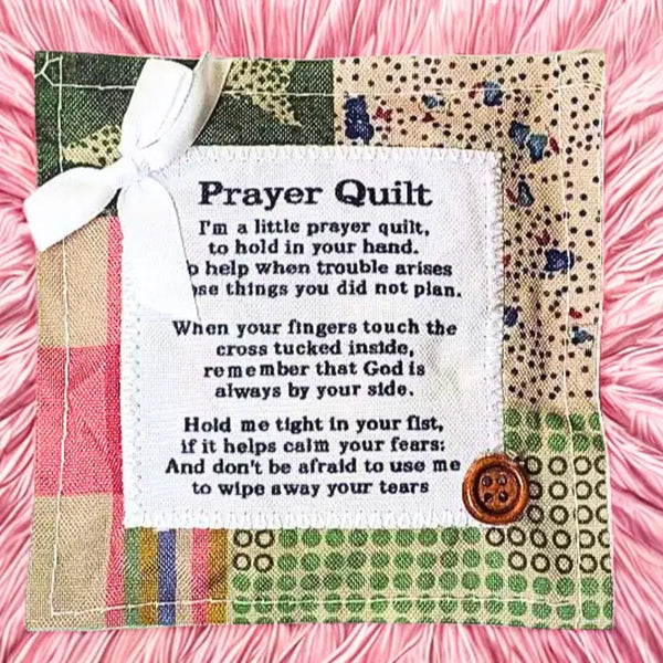 Multicolor Mini Prayer Quilt – Premium Angel Charm Gift