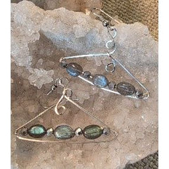Triangular Shaped 3 Labradorite Stone Earrings