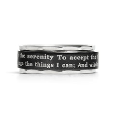 Highly Polished Stainless steel Serenity Prayer Spinner Center Ring