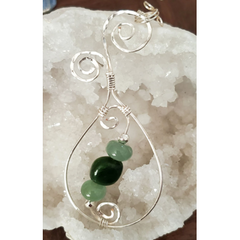 Freeform 3 Bead Chinese Jade Pendant