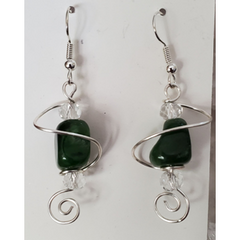 Chinese Jade and Crystal Earrings