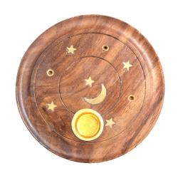 ROUND MOON/STAR CONE AND STICK INCENSE BURNER