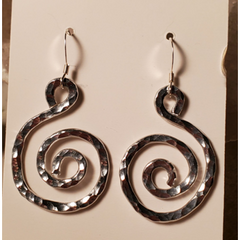 Hammered Spiral Silver Aluminum Earrings